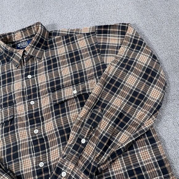 Ralph Lauren Polo Shirt Adult Medium Plaid Button Up Flannel Whitfield Men's - Picture 4 of 13